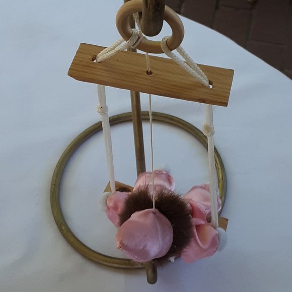 Sweet Little Harlequin Jester Clown Doll On A Swing Preowned - Picture 6 of 11